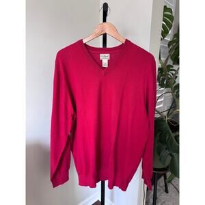 L.L. Bean Mens Red V Neck Sweater